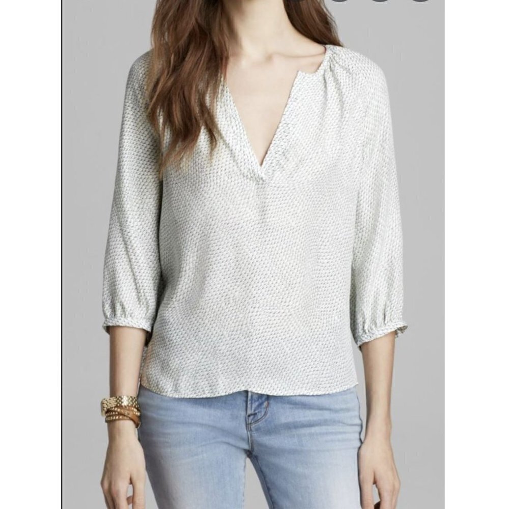 Joie Coralee Silk V Neck 3/4 Sleeve Blouse Top XS